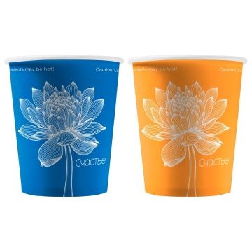 НВ80-280 Стакан бумажный 250 мл Лотос синий+оранж  75/1500 РФ - арт.189006