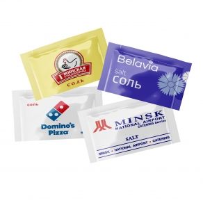 Соль с логотипом порционная белая фасованная по 1 гр., коробка 1000 шт. |ПСПфабрик|