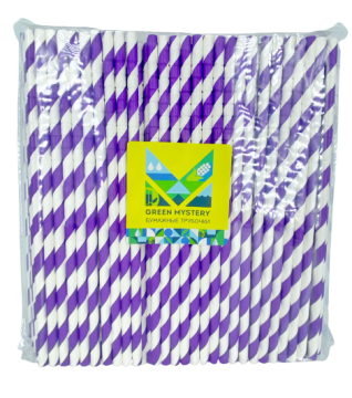 Трубочки d6 195мм бум с изги ФУКСИЯ фиол-бел.250уп - арт.186575