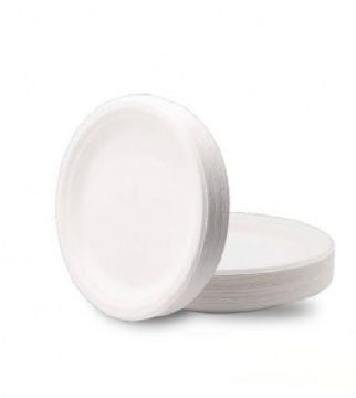 Тарелка плоская d180мм белая целлюлоза, 50шт/уп, 500шт/кор - арт.188739