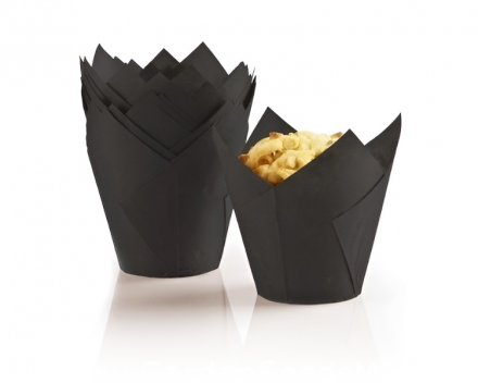 Форма для маффина Тюльпан d50 h88мм черная бумага спираль 2400шт/кор РФ - арт.187959