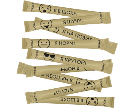 Сахар порционный 5 гр.ст "Смайлы" (бум - крафт бел), 600шт/кор - арт.180485