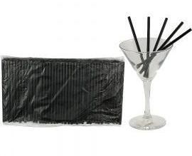 Трубочка для коктейля без изгиба 240 мм, черная, d 8 мм