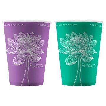 НВ90-430 Стакан бумажный 300 мл Лотос лаванд-мятн 50/1000 кор. РФ - арт.189008